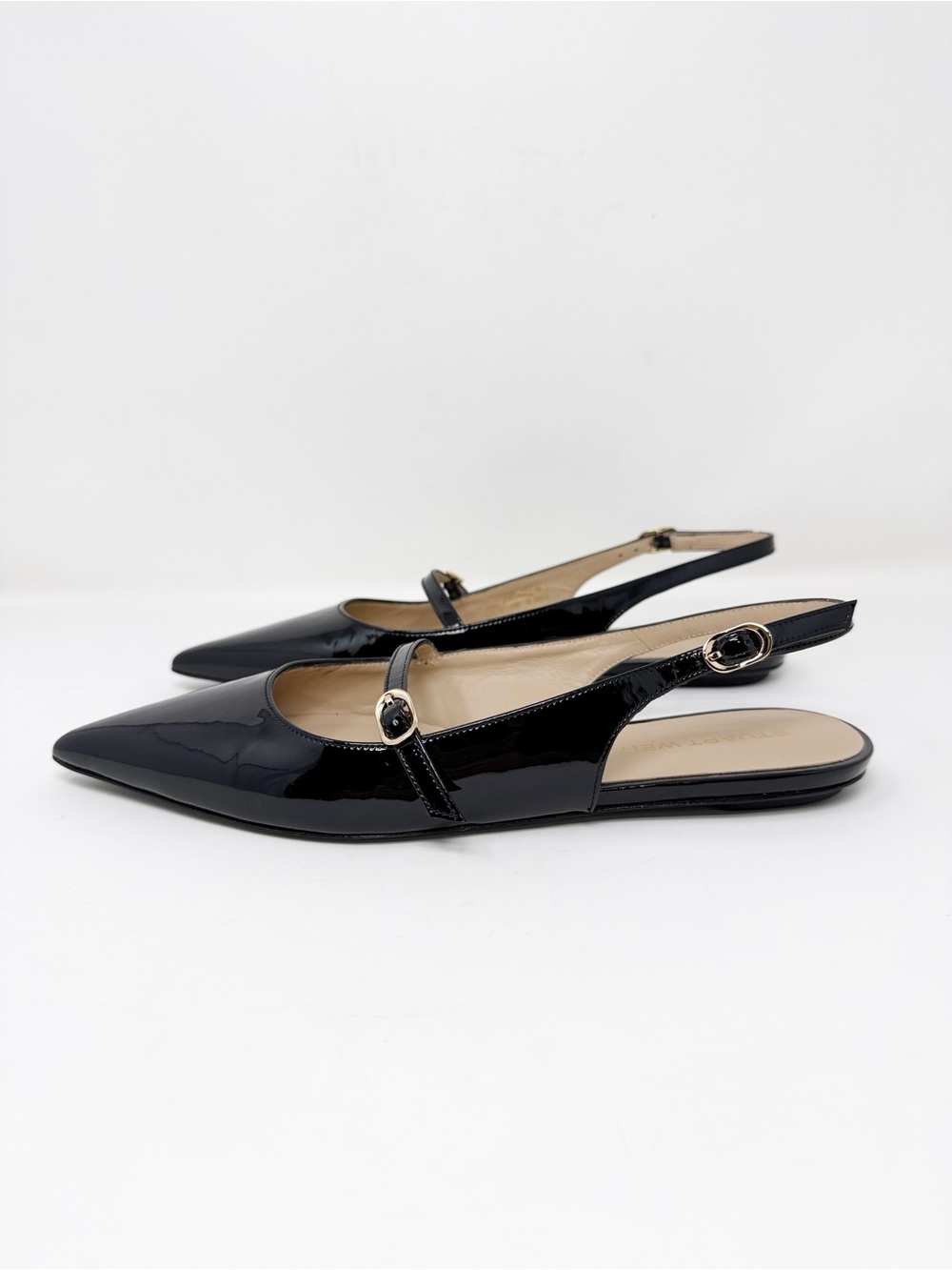 New Stuart Weitzman Emilia Mary Jane Slingback Flat Black Sz 7.5 - Picture 7 of 14